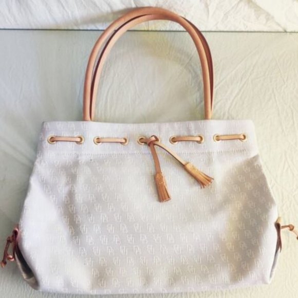 Dooney & Bourke Light Grey Logo Medium Tassel Tote - Picture 1 of 4